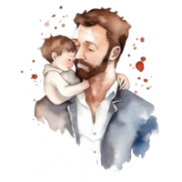 père avec enfant. aquarelle du père journée illustration. illustration ai génératif png