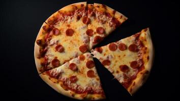 un Pizza con pepperoni en él, ai generativo foto