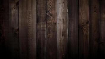 un oscuro marrón madera pared con un oscuro fondo, ai generativo foto