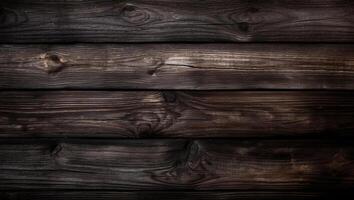 un oscuro marrón madera pared con un oscuro fondo, ai generativo foto