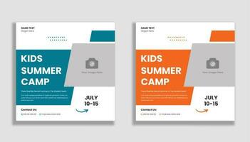 Kids Summer Camp Social Media Post Banner vector