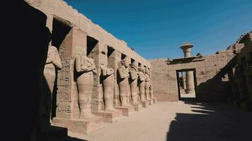 standbeelden in de oude Karnak tempel, Egypte video