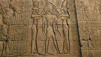 parede quadros do a antigo civilização dentro a têmpora do edfu, Egito video