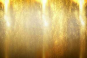 Light shining down on gold foil metal wal, abstract background AI Generated photo