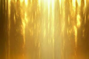 ligero brillante abajo en oro frustrar metal pared, resumen antecedentes ai generado foto