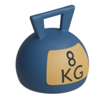 3d rendered 8kg blue kettlebell perfect for fitness design project png