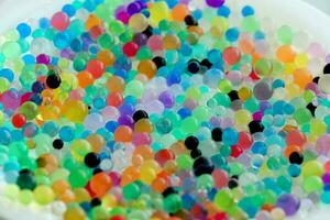 Close up background of hydrogel water balls - orbiz. photo