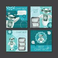 Smart Chatbot Social Media Post Set vector