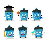 School student of blue highlighter cartoon character with various expressions vector