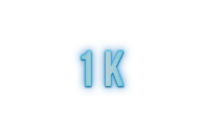 1 k subscribers celebration greeting Number with bannerneon design png