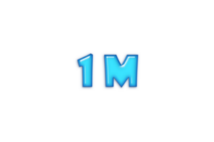1 million subscribers celebration greeting Number with blue glossi design png