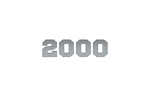 2000 subscribers celebration greeting Number with metal engriving design png