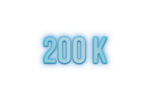 200 k suscriptores celebracion saludo número con bannerneón diseño png