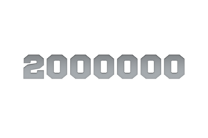 2000000 subscribers celebration greeting Number with metal engriving design png