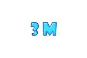 3 million subscribers celebration greeting Number with blue glossi design png