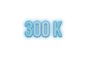 300 K iscritti celebrazione saluto numero con bannerneon design png