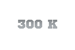 300 k subscribers celebration greeting Number with metal engriving design png