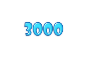 3000 iscritti celebrazione saluto numero con blu glossi design png