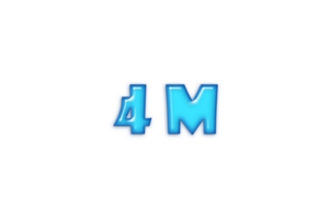 4 million subscribers celebration greeting Number with blue glossi design png