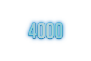 4000 subscribers celebration greeting Number with bannerneon design png