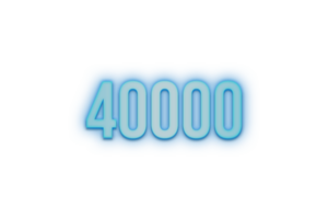 40000 subscribers celebration greeting Number with bannerneon design png
