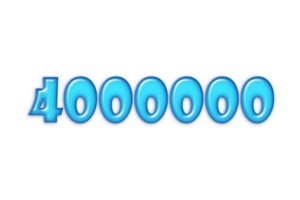 4000000 subscribers celebration greeting Number with blue glossi design png