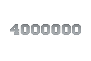 4000000 subscribers celebration greeting Number with metal engriving design png