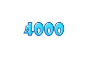 4000 subscribers celebration greeting Number with blue glossi design png