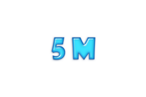 5 million subscribers celebration greeting Number with rustic blue glossi design png