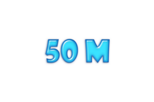 50 million subscribers celebration greeting Number with blue glossi design png