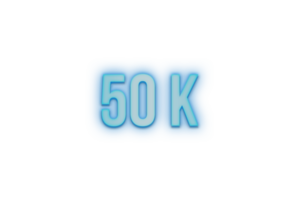 50 k subscribers celebration greeting Number with bannerneon design png