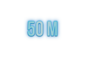 50 million subscribers celebration greeting Number with bannerneon design png