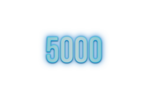 5000 iscritti celebrazione saluto numero con bannerneon design png