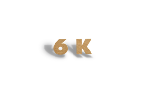 6 K subscribers celebration greeting Number with hard-card-cutted design png