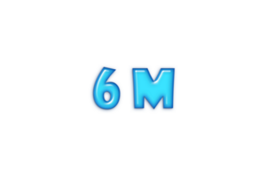 6 million subscribers celebration greeting Number with blue glossi design png