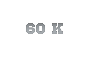 60 k subscribers celebration greeting Number with metal engriving design png