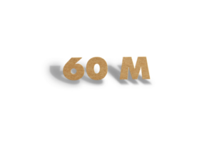 60 million subscribers celebration greeting Number with hard-card-cutted design png