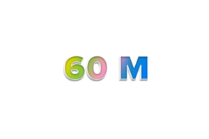 60 million subscribers celebration greeting Number with 3d-extrude design png