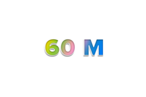 60 60 millón suscriptores celebracion saludo número con extrusión 3d diseño png