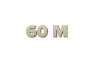 60 million les abonnés fête salutation nombre avec papier carton conception png