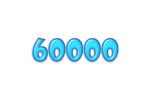 60000 subscribers celebration greeting Number with blue glossi design png