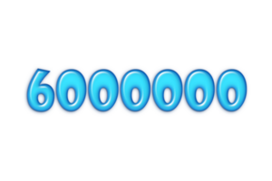 6000000 subscribers celebration greeting Number with blue glossi design png