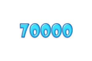 70000 subscribers celebration greeting Number with blue glossi design png