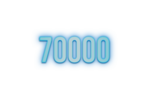 70000 subscribers celebration greeting Number with bannerneon design png