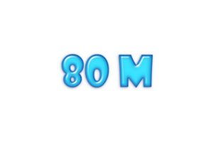 80 million les abonnés fête salutation nombre avec bleu brillant conception png