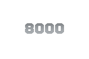 8000 subscribers celebration greeting Number with metal engriving design png