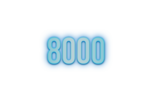 8000 subscribers celebration greeting Number with bannerneon  design png