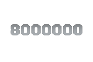 8000000 subscribers celebration greeting Number metal engriving with design png