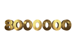 80000000 subscribers celebration greeting Number with gold design png
