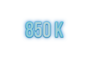 850 k subscribers celebration greeting Number with bannerneon design png